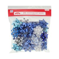 20 COUNT GIFT BOW ASSORTMENT -BLUE/WHITE/SILVER