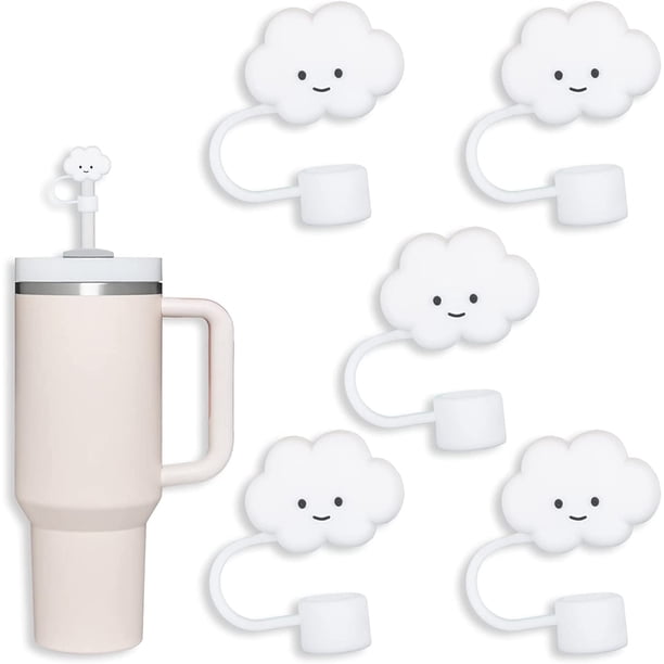 Paquete de 3 compatibles con vaso Stanley de 30 y 40 onzas, tapa de pajita de flores de 10 mm, lindas fundas de pajita de silicona, protectores de pajita, tapas de pajita de silicona suave de varias f