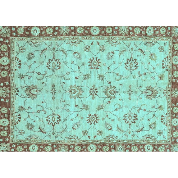 Ahgly Company Indoor Rectangle Oriental Light Blue Traditional Area Rugs, 5' x 7'