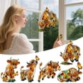 thumbnail image 3 of Elainilye Highland Cow Butterfly Suncatcher, Stained Glass Style Window Hanging, Farm Animal Sun Catcher Ornament for Home Garden Farmhouse Decor, Gift for Cow Lovers, 3 of 8