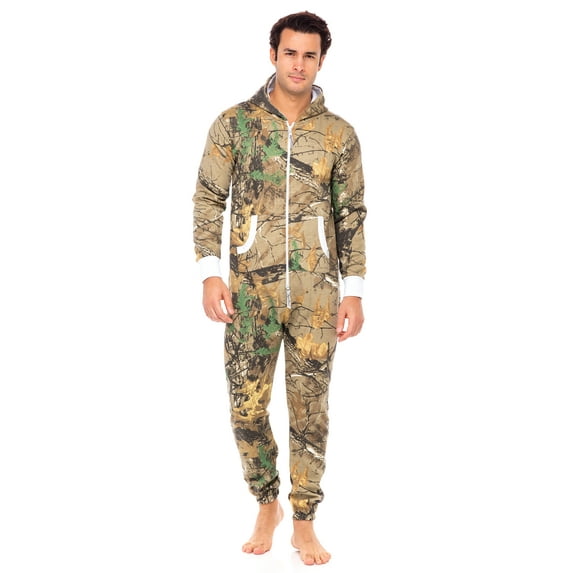 Mens Fashion Jumpsuit Adult One Piece Non Footed Pajamas