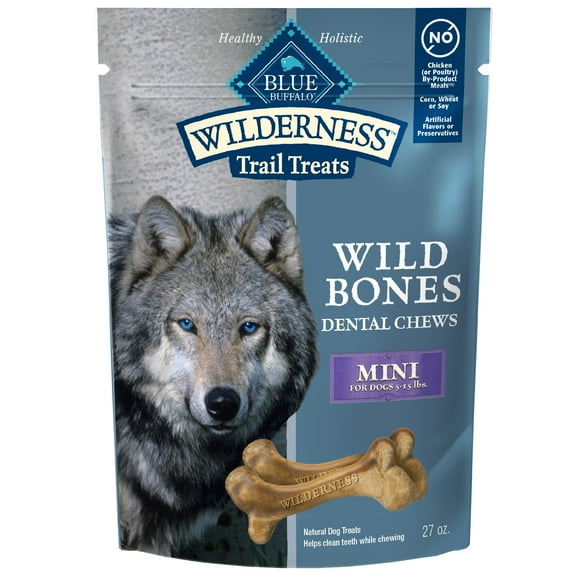 Blue Buffalo Wilderness Wild Bones Dental Chews Dog Treats, Mini, 27-oz Bag