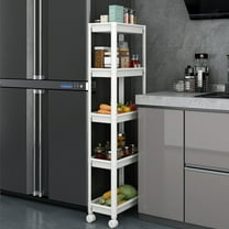 Untyo 5-Tier Slim Bathroom Storage Cart with Rolling Wheels,Kitchen Rolling Utility Cart for Narrow Space, White