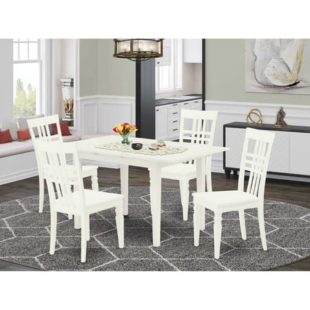 East West Furniture Dining Table- Dining Chairs NOLG5-LWH-W