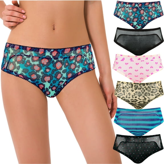 Curve Muse Womens Sexy Lace Bikini Boyshort Hipster Briefs Panties Underwear-6PK-PACKB-S/5