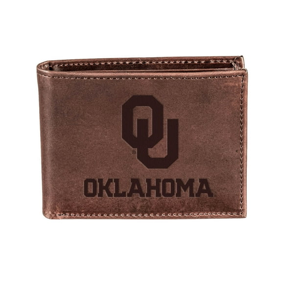 Brown Oklahoma Sooners Bi-Fold Leather Wallet