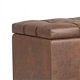 thumbnail image 3 of Sienna 33 inch Wide Storage Ottoman Bench in Distressed Saddle Brown Vegan Leather, 3 of 13