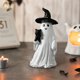 thumbnail image 5 of Adorno de resina de figuritas de fantasmas góticas de Halloween | Decoración colgante caprichosa con vela, sombrero de mago, temas flotantes | Coleccionable duradero para fiestas de interior, repisa, 5 of 5