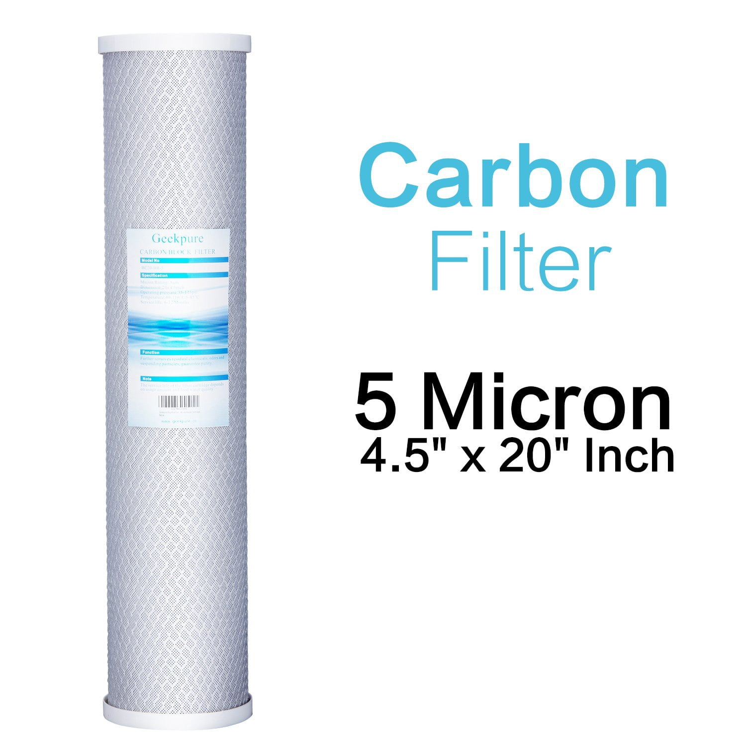 Geekpure 20-Inch Universal Compatible Big Blue Carbon Block Water Filter Cartridge- 4.5 Inch x 20 Inch