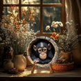thumbnail image 3 of HELLOYOUNG 1PC 2D Plane Classic Two-Dimensional Wall Decoration Retro Monkey Theme Round Wreath Bohemian Style Multi-Purpose Kitchen Cafe Home Living Room Office Wall Decoration, 3 of 9