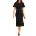 thumbnail image 2 of INSPIRE CHIC Women's Sheath Dress Ruffle Sleeve Round Neck Cocktail Party Work Midi Dress XS Black, 2 of 6