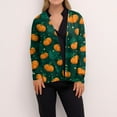 thumbnail image 5 of WTOBBY Women's Halloween Print Cardigan Long Sleeve Open Front Knit Sweater Casual Mid Length Cover Up with Pockets Spooky Design Fall Novelty Outerwear,Dark Green M, 5 of 5