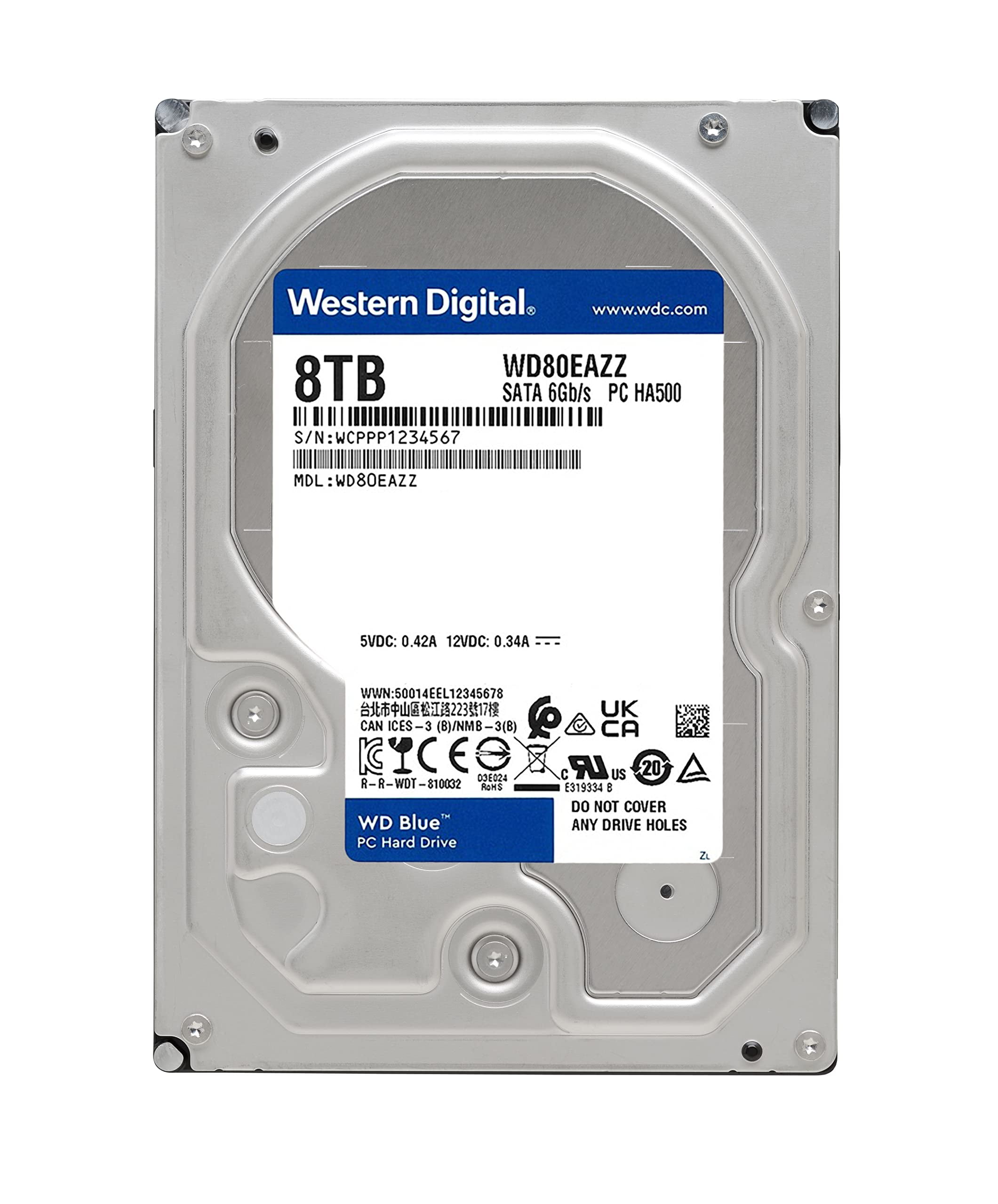 Western Digital 8TB WD Blue HDD, 3.5'' PC Desktop Hard Drive, 5640