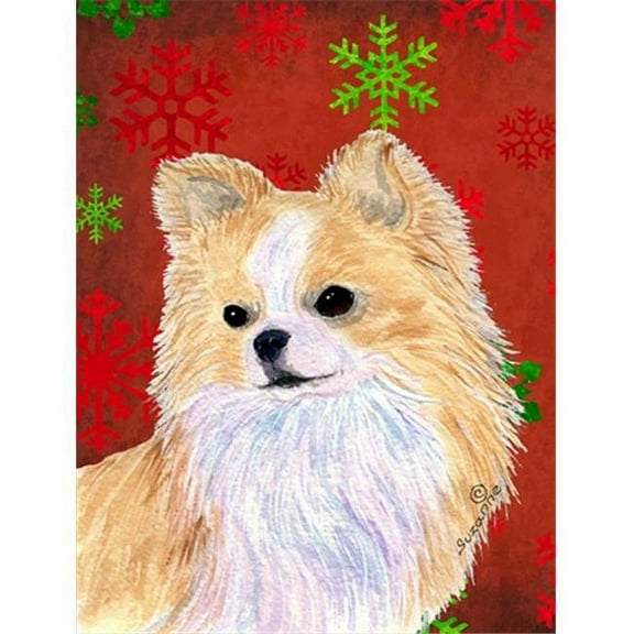 11 x 15 in. Chihuahua Red And Green Snowflakes Holiday Christmas Flag Garden Size
