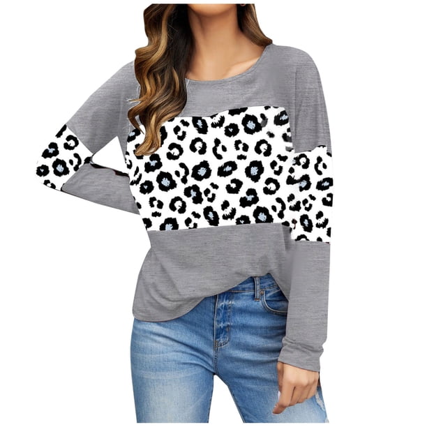 Camisas Para Mujer Casual Erógeno Gradiente Estampado Regular Cuello Redondo Mujer Manga Larga Top Odeerbi ODB128490