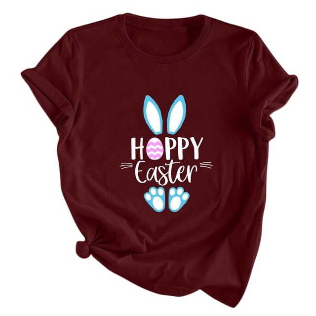 Ichuanyi Womens Swimsuits Clearance Women's Shirt Tees Funny Cute Short Sleeve T Shirt Funny Print Shirt Rabbit Print Tops Blouse Gift For Women Ichuanyi Ichuanyi