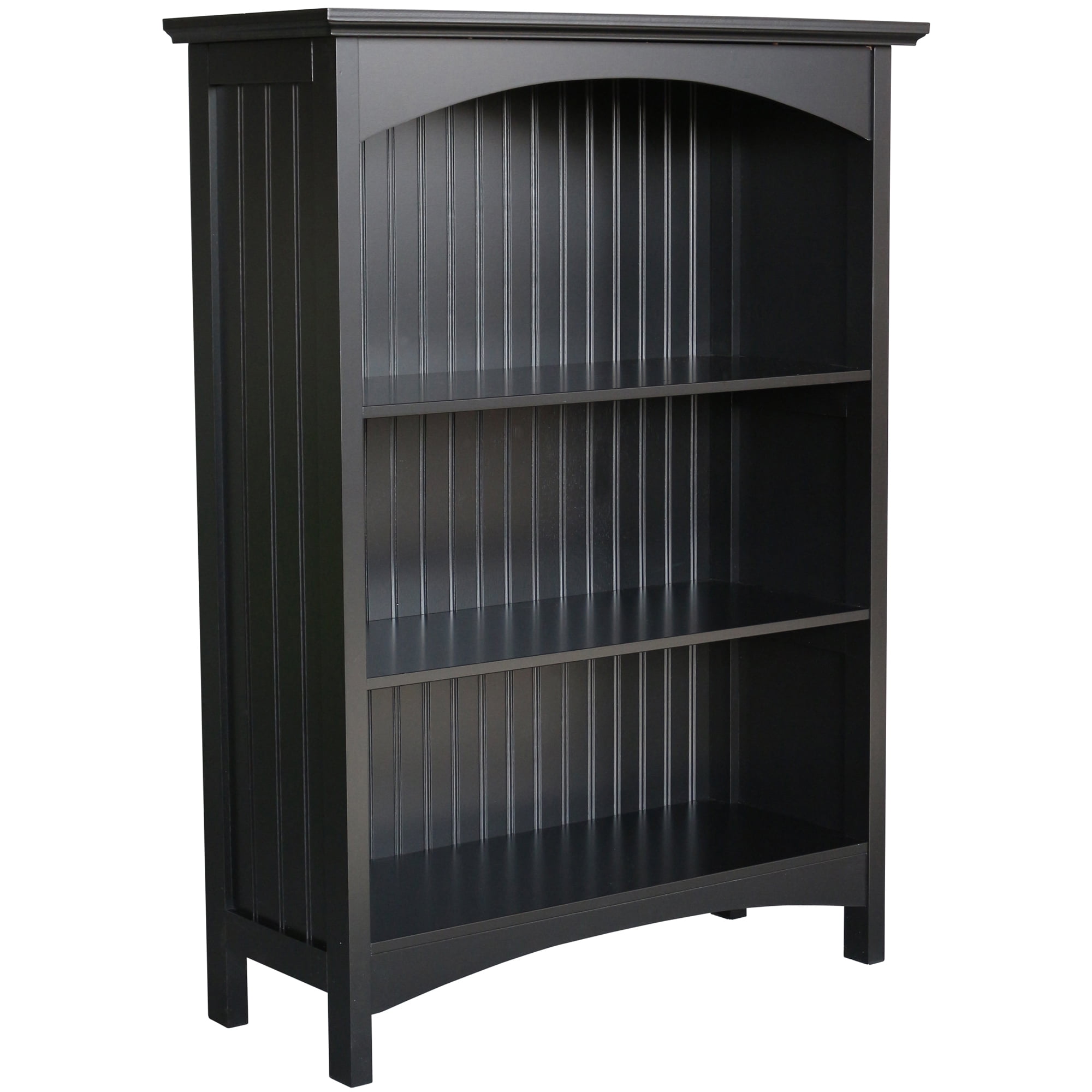 eHemco 3 Tier Storage Shelf Bookcase with 2 Arched Supports, 40 Inches Height, Black