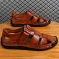 thumbnail image 6 of HAJWOH Men's Stylish Leather Hollow Sandals, Men's Closed Toe Leather Dress Sandals Non-Slip Outdoor Hiking Shoes, Summer Anti-Slip Beach Sandal with Adjustable Strap, 6 of 6