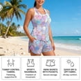 thumbnail image 5 of Xoenoiee Stained Glass Print Tankini Swimsuits for Women Two Piece Tummy Control Bathing Suit with Pockets Sleeveless Swimwear with Bottom for Ladies, L, 5 of 7
