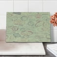 thumbnail image 2 of Vintage Cutting Board, Retro Design Inspired Postage Illustration Beige Background Antique Stamps, Decorative Tempered Glass Cutting and Serving Board, Small Size, Multicolor, by Ambesonne, 2 of 5