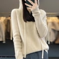 thumbnail image 5 of Suéter con capucha de lana pura para mujer, jersey de manga larga de color liso, moda de otoño e invierno, nuevo jersey holgado y cálido para mujer, 5 of 5