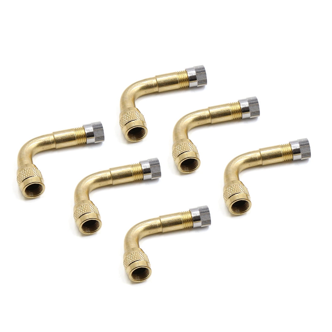 6pcs 90 Degree Gold Tone Motorcycle Car Tyre Valve Extension Tire Stem