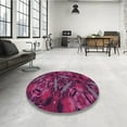 thumbnail image 4 of Ahgly Company Tapis Rond Lavable en Machine Intérieur Transitionnel Rouge Carbone, 4 Pieds Rond, 4 of 7