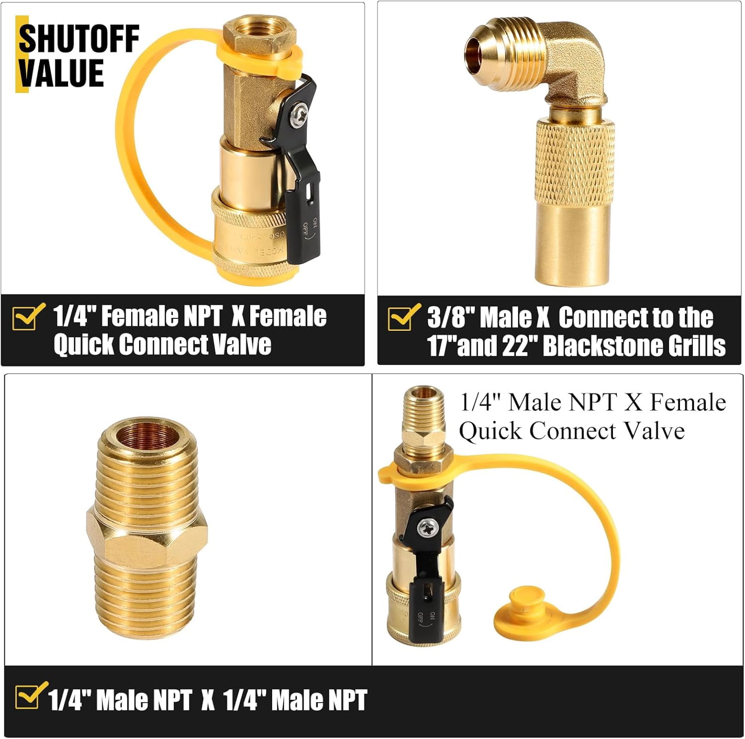 24FT Quick Connect Propane Hose for RV to Gas Grill, RV Quick Connect with 1/4" Safety Shutoff Valve, LP Quick Disconnect Propane Hose with Elbow Adapter for Blackstone 17"/22" Griddle