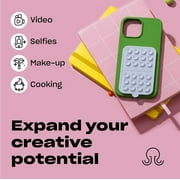 Double-Sided OCTOBUDDY Silicone Suction Phone Case Detachable Mount - Hands-Free, Strong Grip Holder for Selfies & Videos - iPhone & Android Compatible; Chalk Pink