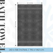 White Classic Luxury Bath Towels Large - Cotton Hotel spa Bathroom Towel |30x56 | 4 Pack | Grey