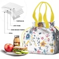 thumbnail image 4 of Pioneer Flower Floral Print Pattern Drawstring Lunch Bag Women - Drawstring Lunch Bag Insulated for Work Office - Stain-Resistant Large Lunchbags for Women with Multi-Pockets, 4 of 6