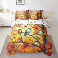 thumbnail image 2 of Fall Cardinal Bird Comforter Set King Size Autumn Maple Trees Bedding, Kids Fall Thanksgiving Colorful Bird Comforter + Flat Sheet + Fitted Sheet + 2 Pillowcases + 2 Throw Pillow Covers, 2 of 5