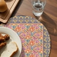thumbnail image 3 of Purple Red Floral Boho Round 13 Inch Placemats Set of 8, Vintage Ethnic Tribe Abstract Art HeatResistant Non Slip Place Mats for Dining Table, Wipeable Braided Kitchen Table Mats for Housewarming, 3 of 9