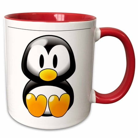 

3dRose Adorable Baby Penquin - Two Tone Red Mug 11-ounce