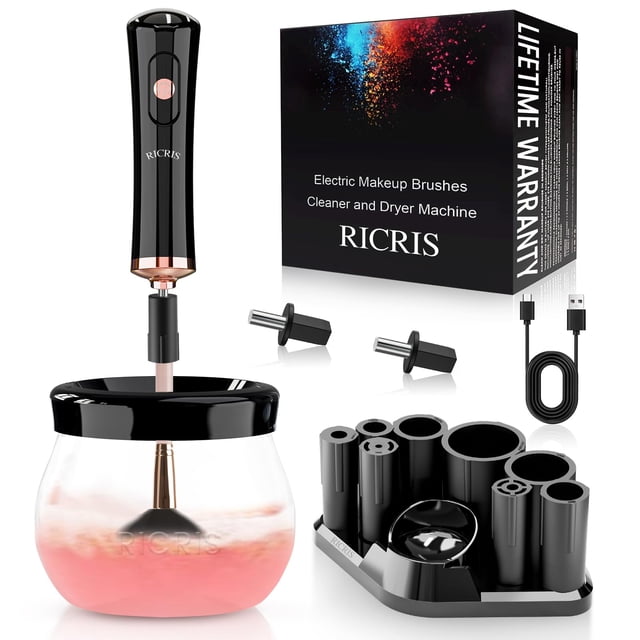Limpiador de brochas de maquillaje RICRIS Electric Ultra Fast USB Black