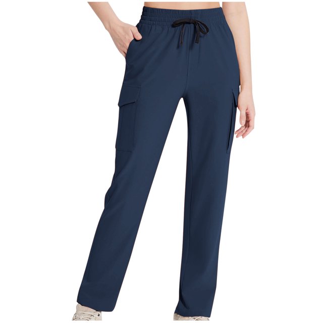 Yuyuzo Women Pants Elastic Drawstring Waist High Waisted Straight Leg Sweatpants Joggers Trackpants with Multi Pockets
