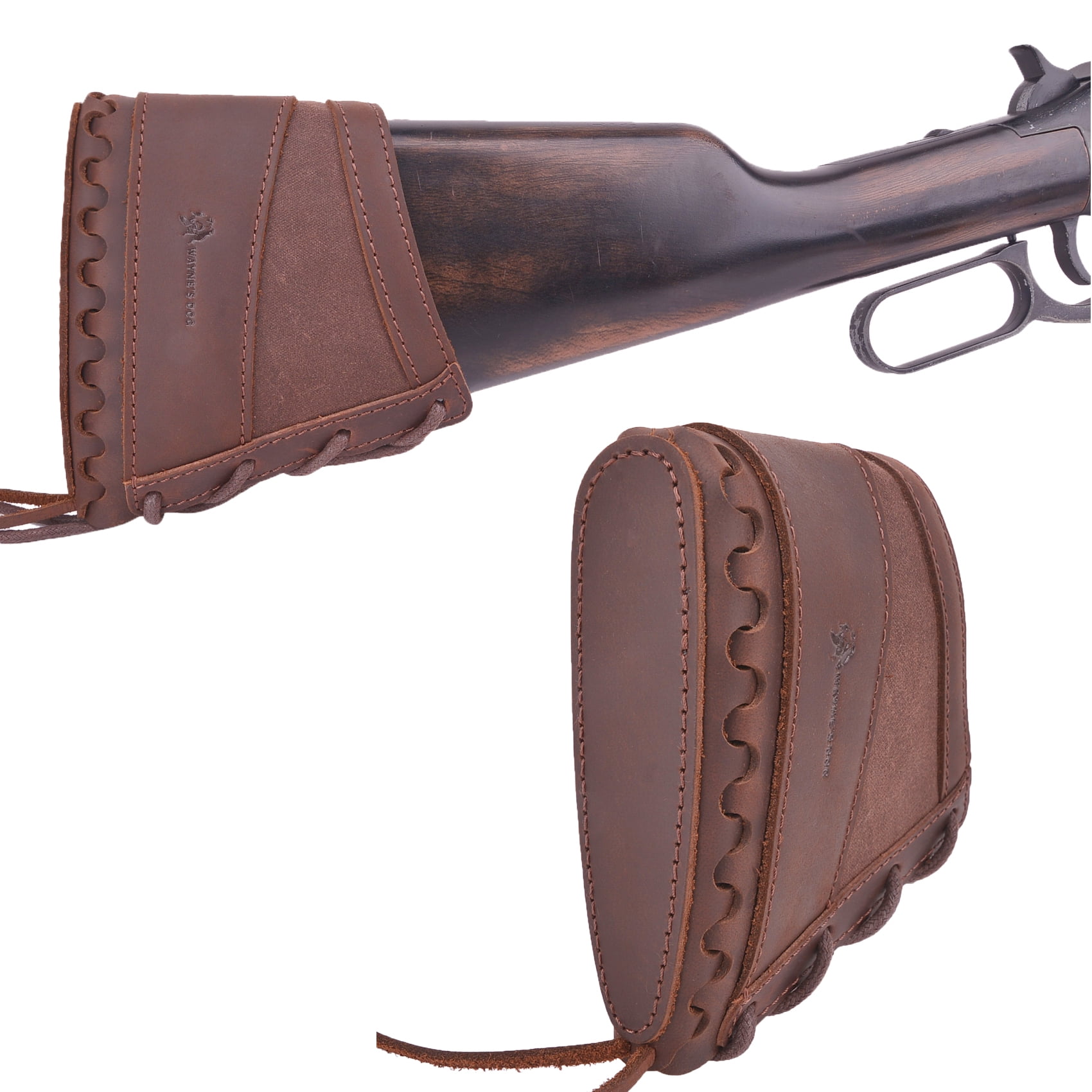 WAYNE'S DOG Leather Rifle Buttstock Canvas Recoil Pad Gun Stock Cover for Hunting Shooting