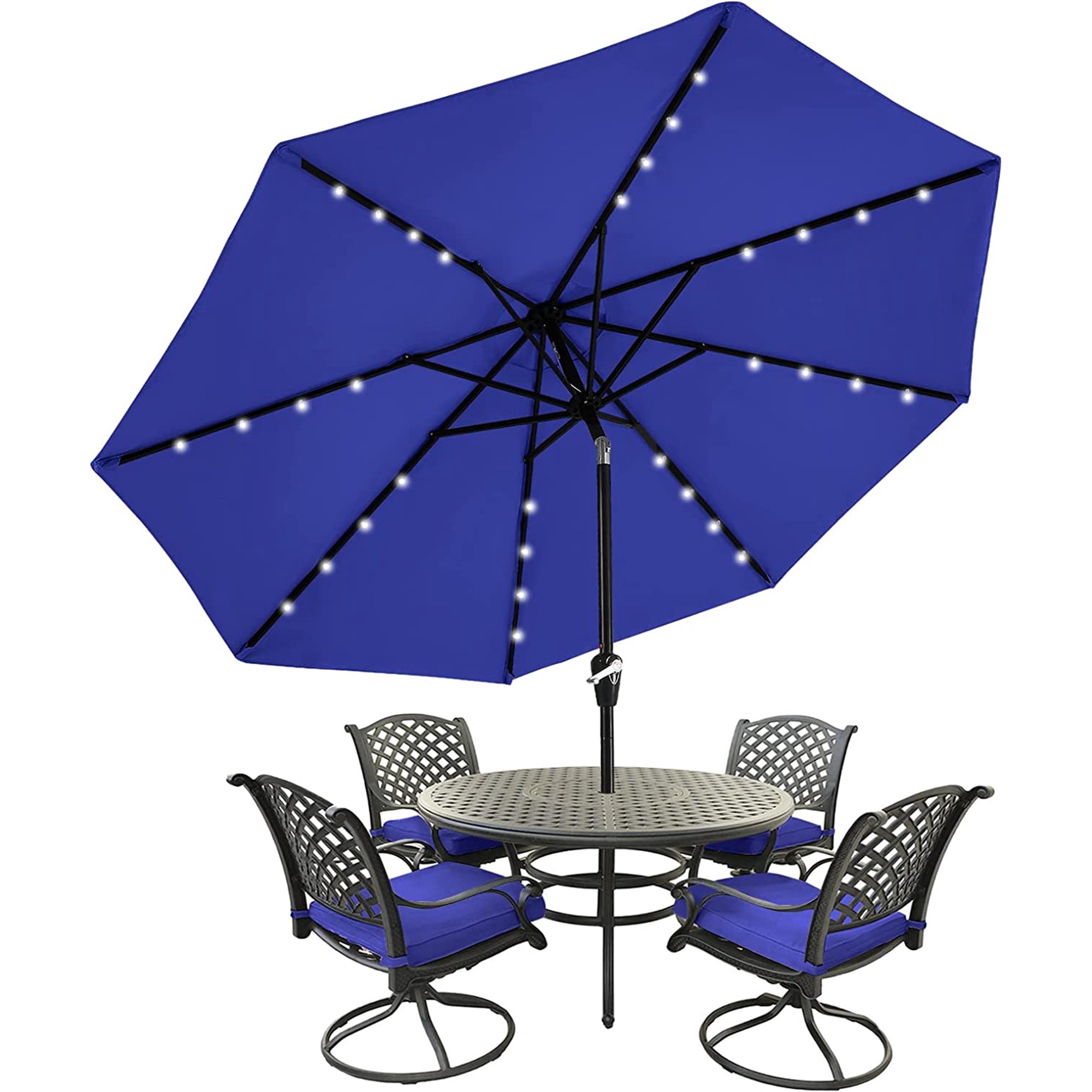 MASTERCANOPY Solar Umbrella 32 D Lighted Patio Umbrella Table Market  Umbrella with 8 Sturdy Fe-Ribs (7.5FT, Blue) | Walmart Canada