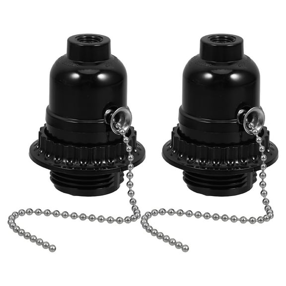 WEUVEB Black Ceiling Light Socket with Pull Chain, Simple and Elegant Lamp Holder, 2-Pack for Easy Installation