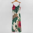 thumbnail image 5 of Leopards Hibiscus Tropical Jungle Print Sleeveless Suspender Dress Summer Fashion Casual Long Dress, 5 of 9