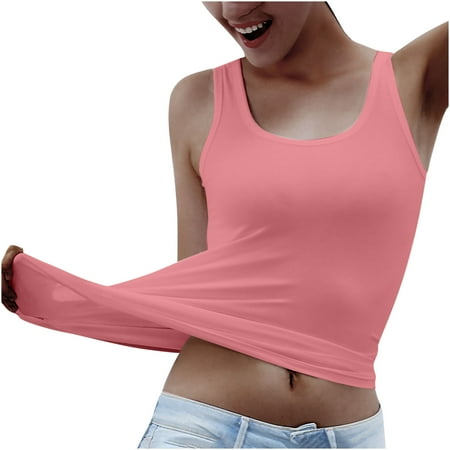 

Dianli Corset Tops For Women Plain Tunic U-Neck Sleeveless Summer T-Shirts Casual Loose Fashion Tank Blouses Tops Pink XXL