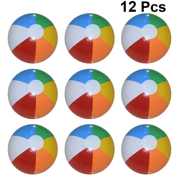 12 Pack Beach Ball 9'' Beach Balls for Kids Bulk Inflatable Pool Beach