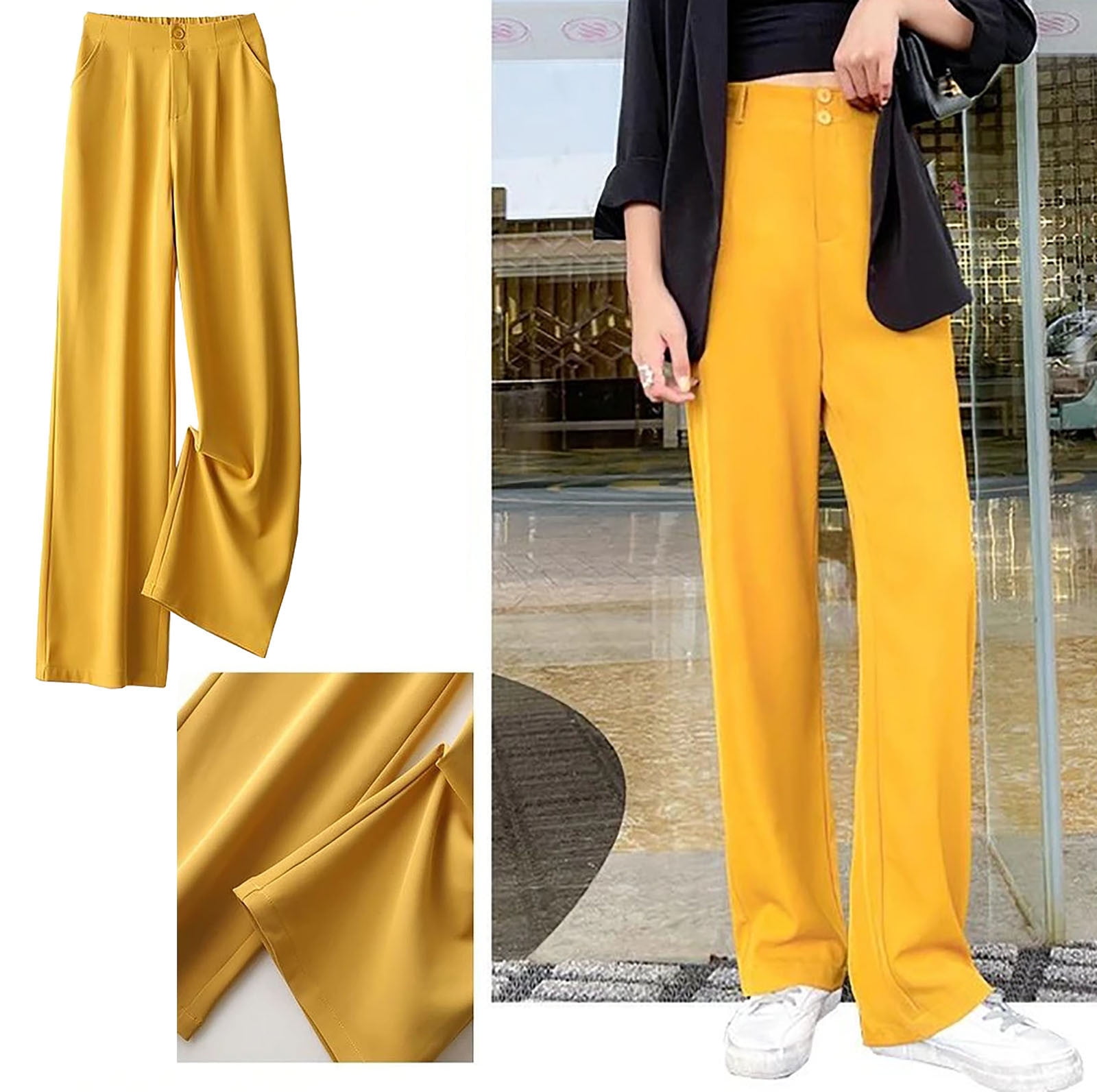 Reduce Price RYRJJ Women's Casual Wide Leg Pants High Waisted