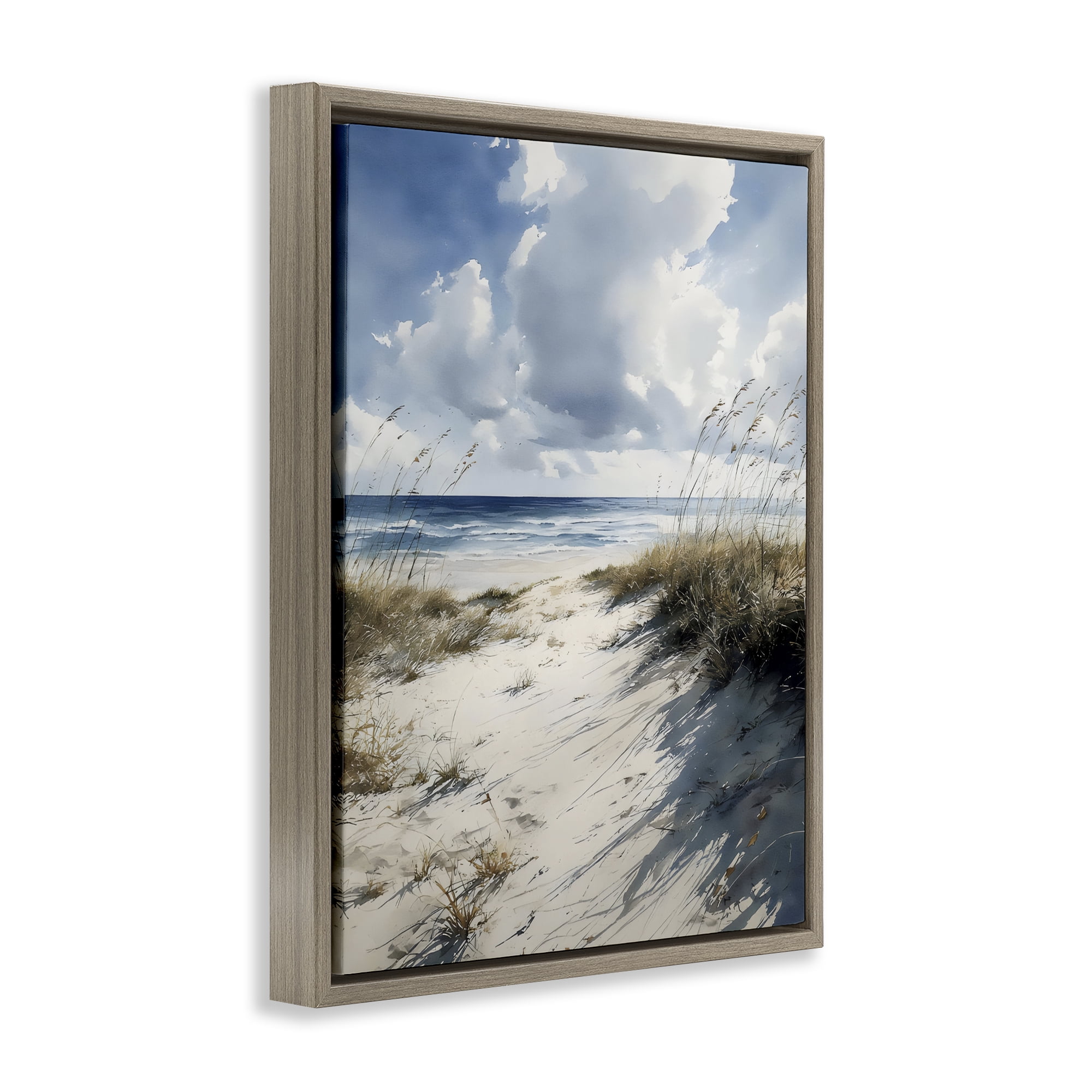 Stupell Industries Dune Beach at Midday Brown Framed Floater Canvas Wall Art, design by Franklyn Gregory