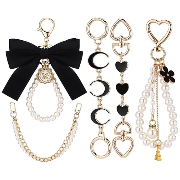 5 Pcs Bag Extender Chain Pearl Purse Chain Ribbon Bow Keychain Extender Bag Strap Purse Charms Accessories for Handbag  Women's Keychains