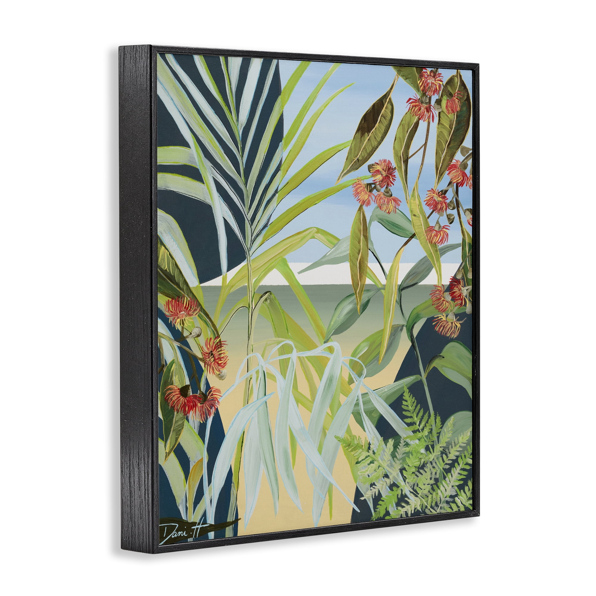 Stupell Industries Coastal Morning Leaves Black Framed Giclee Art, design by Dani Heyward
