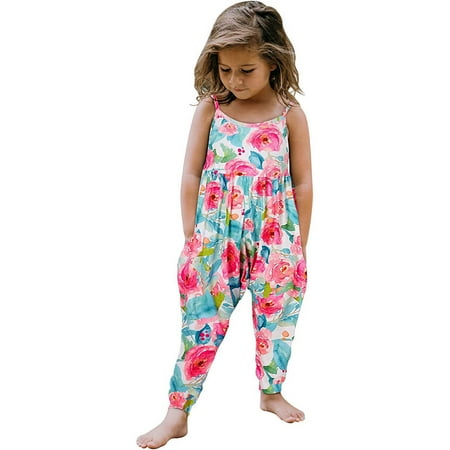

Simplmasygenix Baby Jumpsuit Light Summer Girl Clothes Toddler Kids Boys GirlsFashion Cute Flowers Print Suspenders Romper Jumpsuit