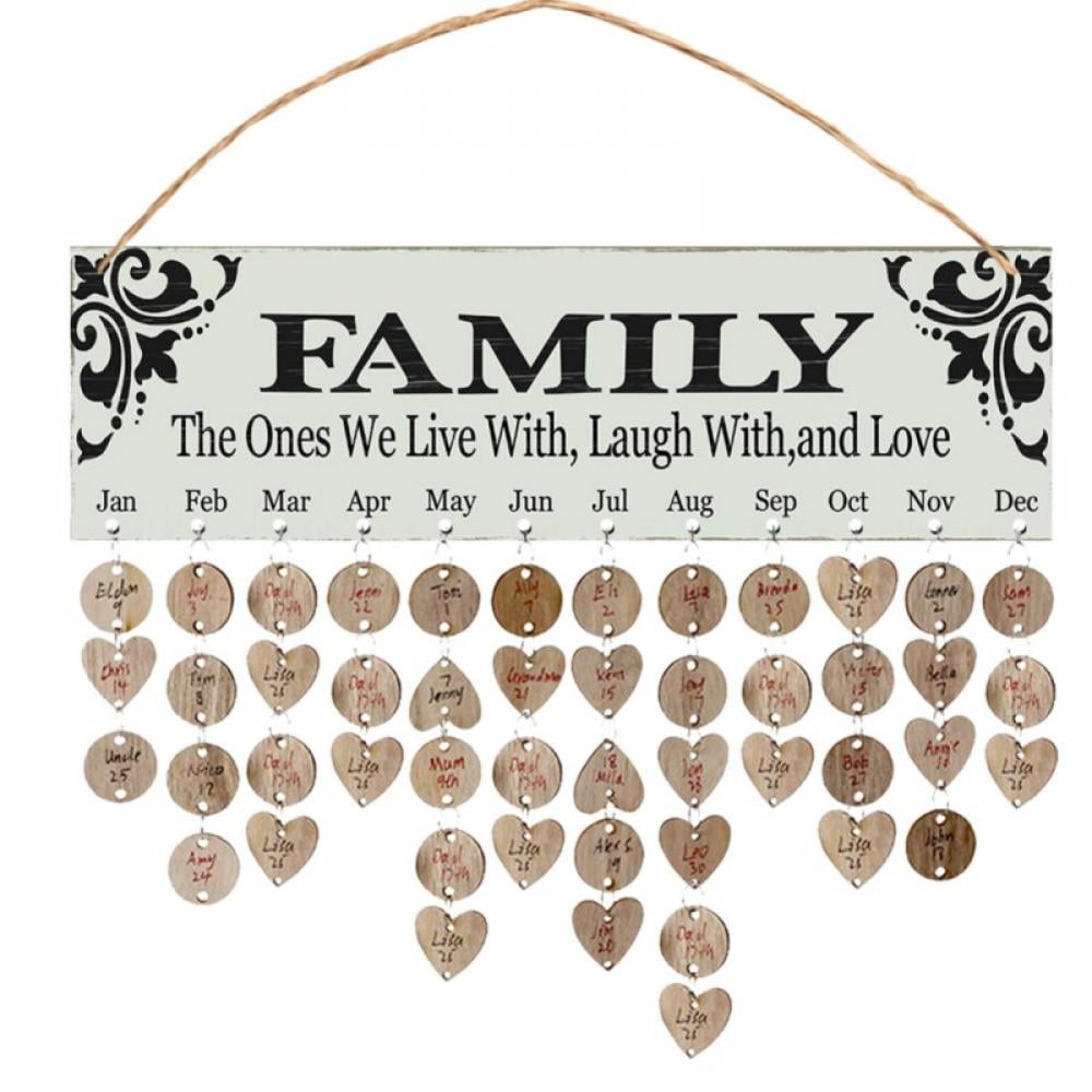 3mm MDF Wooden Craft Plaque Grandkids Cut Out Letters With 5 Hanging Hearts
