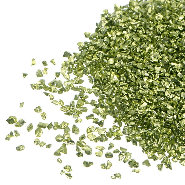Unique Bargains Yellow Green Irregular Metallic Glitter Crushed Glass Chips, 1-3mm, 20g