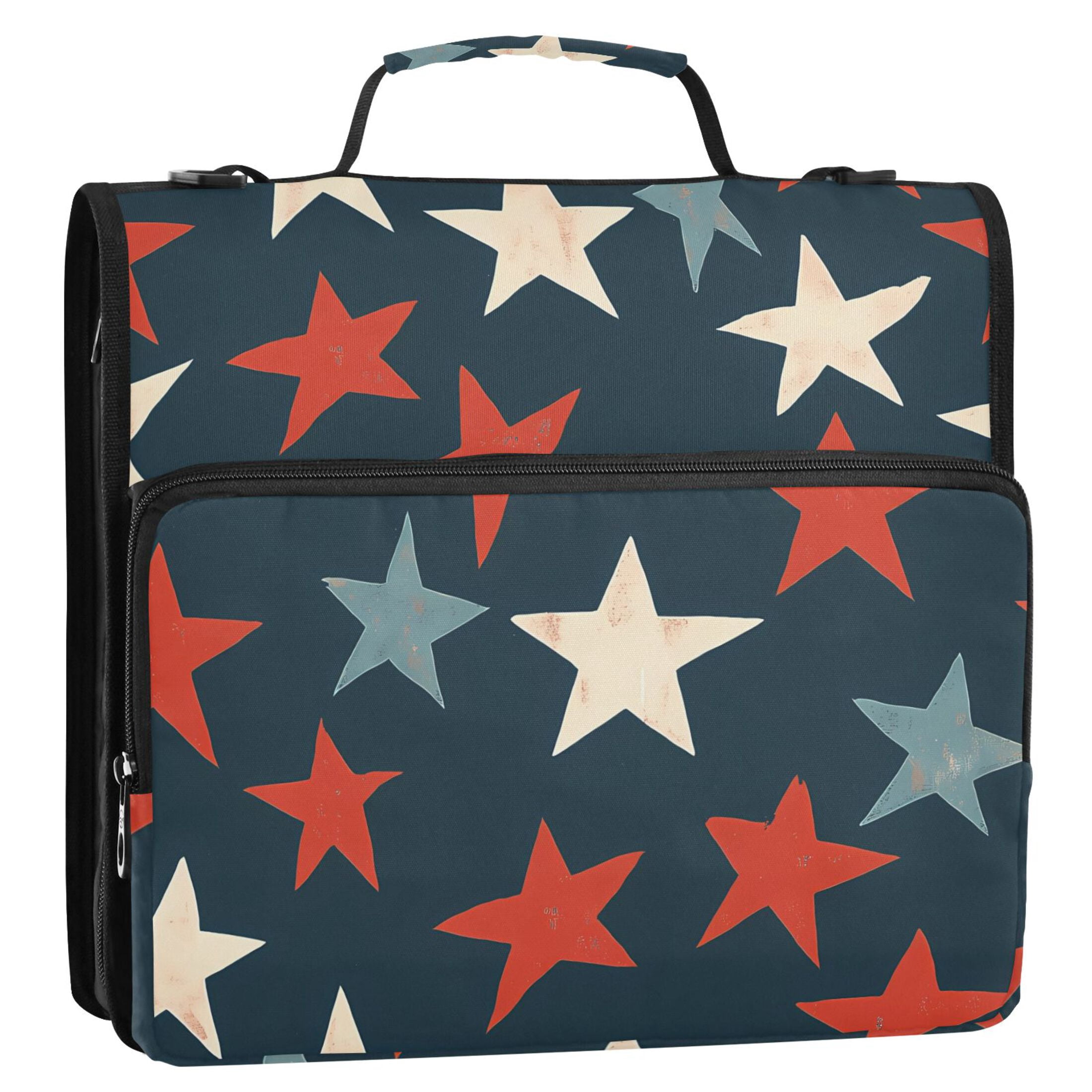 ALAZA Zipper Binder Stars Retro 3 Ring Trapper Keeper File Folder Organizer Bag